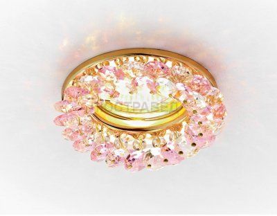 Светильник Ambrella K206 PI/G золото/розовый хрусталь MR16