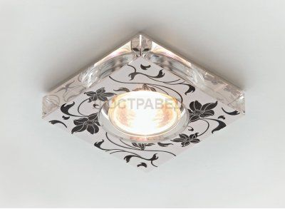 Светильник Ambrella D2035 W/BK белый/черные цветы MR16 