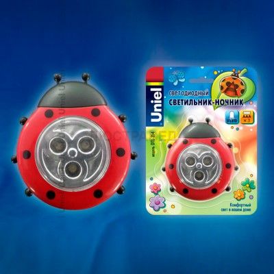 Светильник UNIEL DTL-354 Божья Коровка/Red/3LED/3AAA