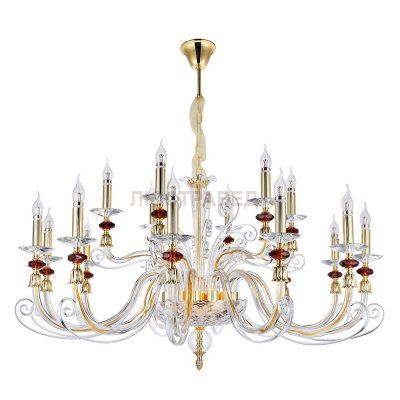 Люстра CATARINA SP12+6 GOLD/TRANSPARENT-COGNAC (1360/318) Crystal lux