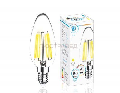Лампа Filament LED C37-F 6W E14 4200K (60W)
