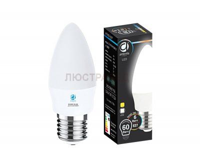 Лампа LED C37-PR 6W E27 4200K (60W)