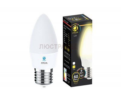 Лампа LED C37-PR 6W E27 3000K (60W)