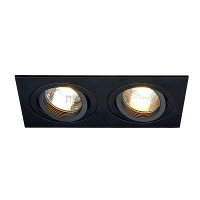 SLV 113482 NEW TRIA II MR16 Downlight, rechteckig, mattschwarz, max. 2x50W, inkl. Clipfedern