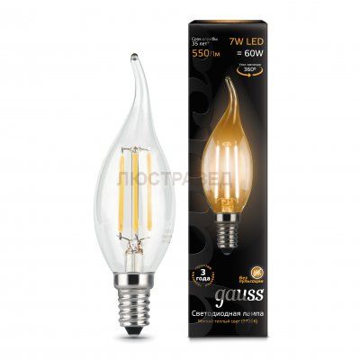 Лампа Gauss LED Filament Candle tailed E14 5W 2700K Golden
